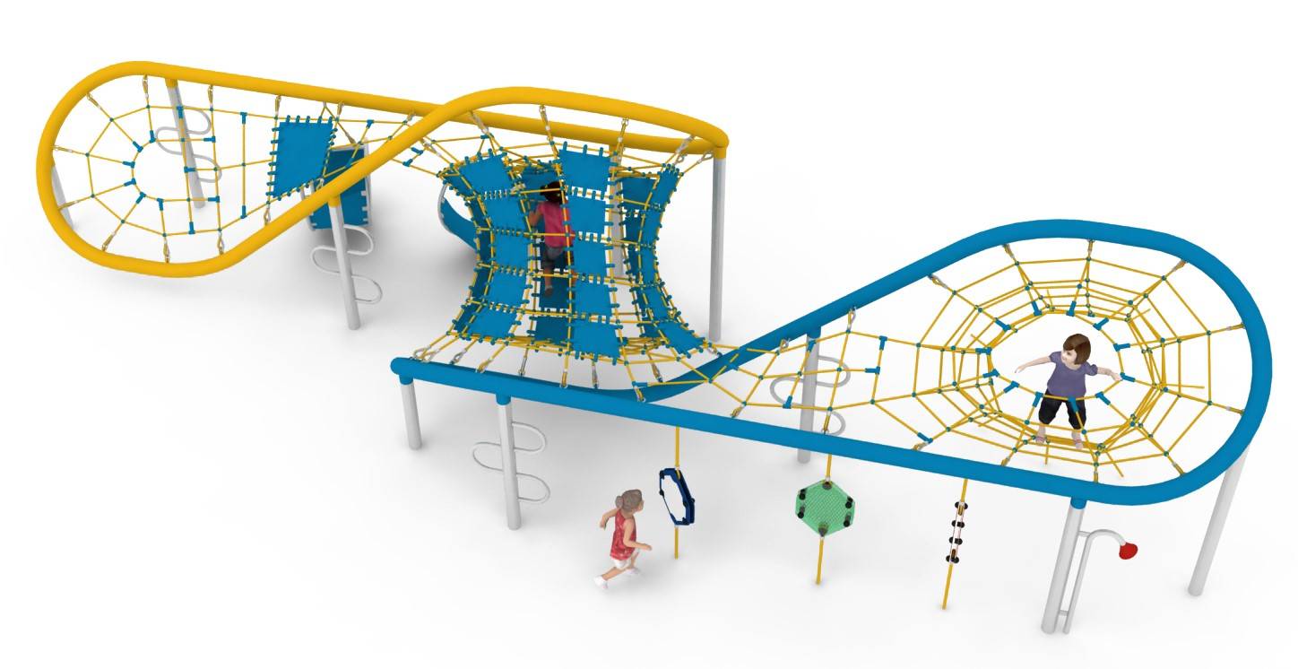 Aire de Jeux Double huit - Structure en Acier, Tunnels de Corde, Sièges, Échelles - Idéal pour les Enfants ! Aire de Jeux Double huit - Structure en Acier, Tunnels de Corde, Sièges, Échelles - Idéal pour les Enfants ! – Image 2